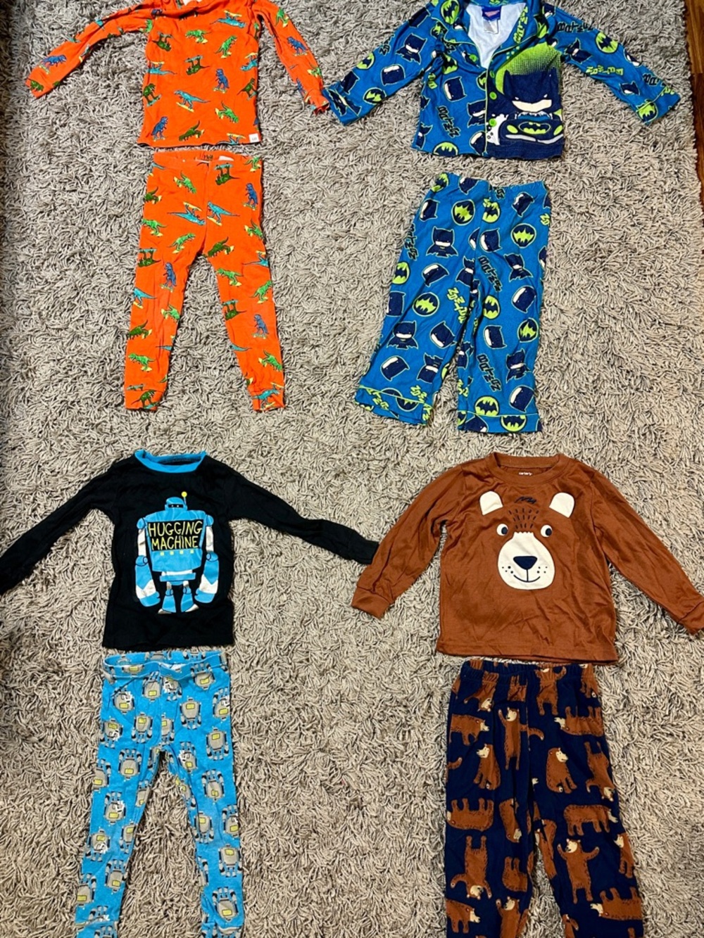 Justice Kids Pajama Set Assortment - Orange, Blue, Brown, Black